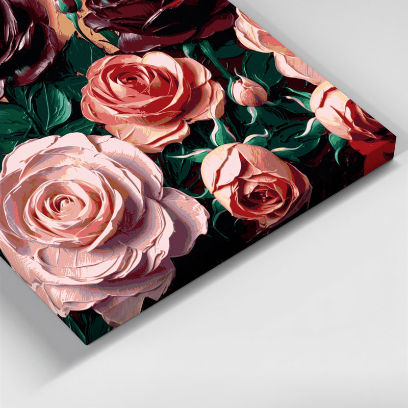 «Botanical Roses», art mural sur toile brune, H 24 po x l 36 po
