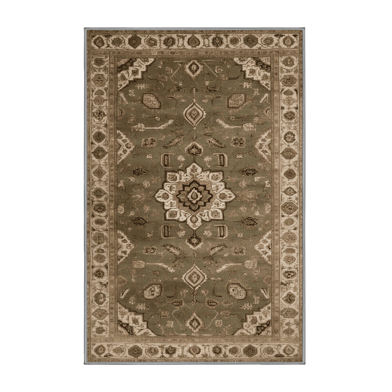 Tapis brun Tabriz lavable à la machine, Rectangulaire 2 pi x 3 pi