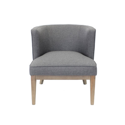 Yoma Reception Guest Chair, Slate Gray Linen, Driftwood Brown Wood by Benjara
