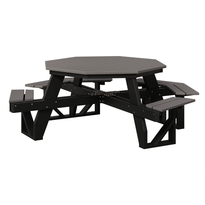 Table de pique-nique Ada, Plateau gris pâle / base noire