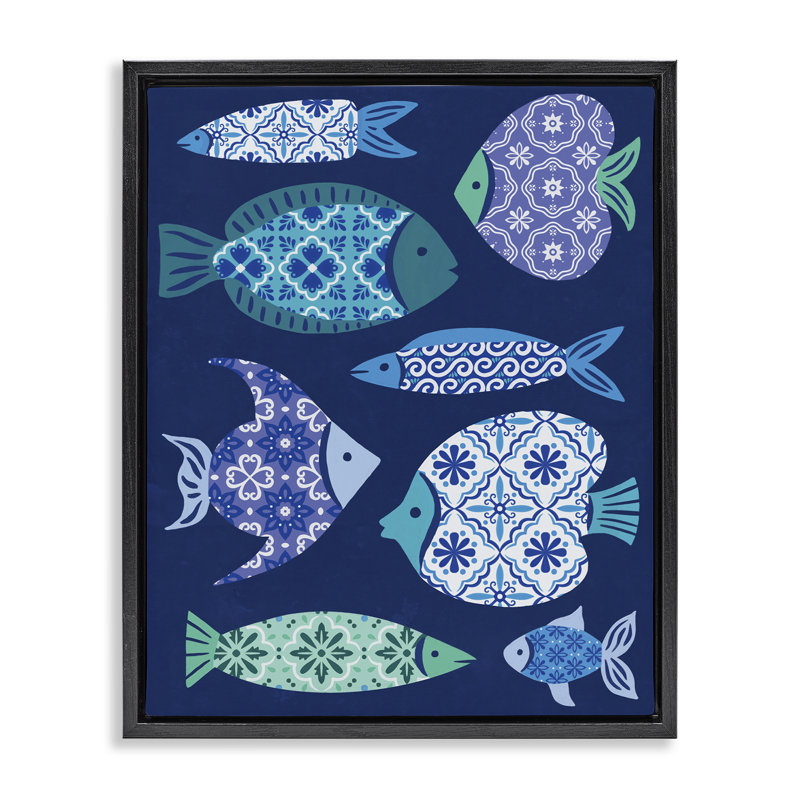  Art méditerranéen sur toile "Tiles méditerranéennes" par Deborah Curiel, H 31 po x l 25 po, Cadre flottant noir de jais