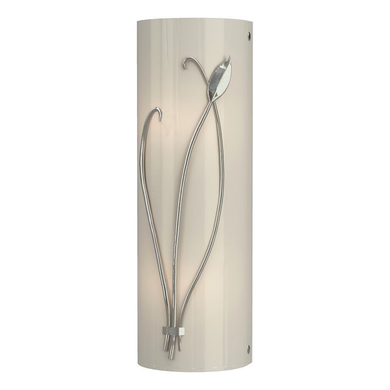 Applique murale encastrée 2 lumières Leaf, Verre ivoire, Argenté, Droite