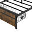 Structure de très grand lit avec éclairage à DEL, tête de lit avec rangement, roulettes à 2 tiroirs, chargement, gris, sans sommier, installation rapide, décoration de chambre à coucher moderne, métal durable, assemblage silencieux et éclairé,-118511749