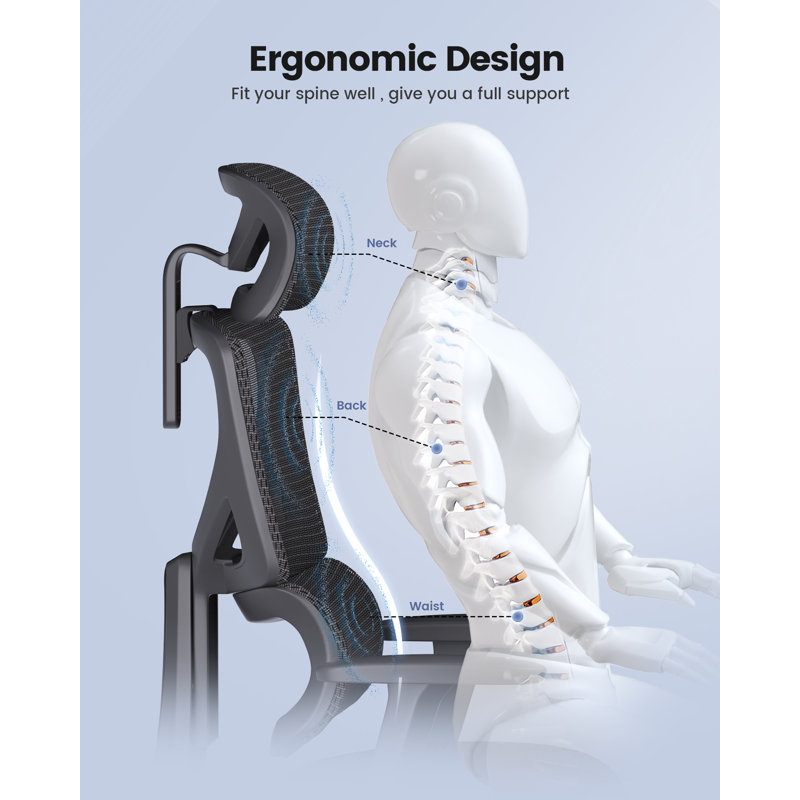 Task Chair with Headrest, Black