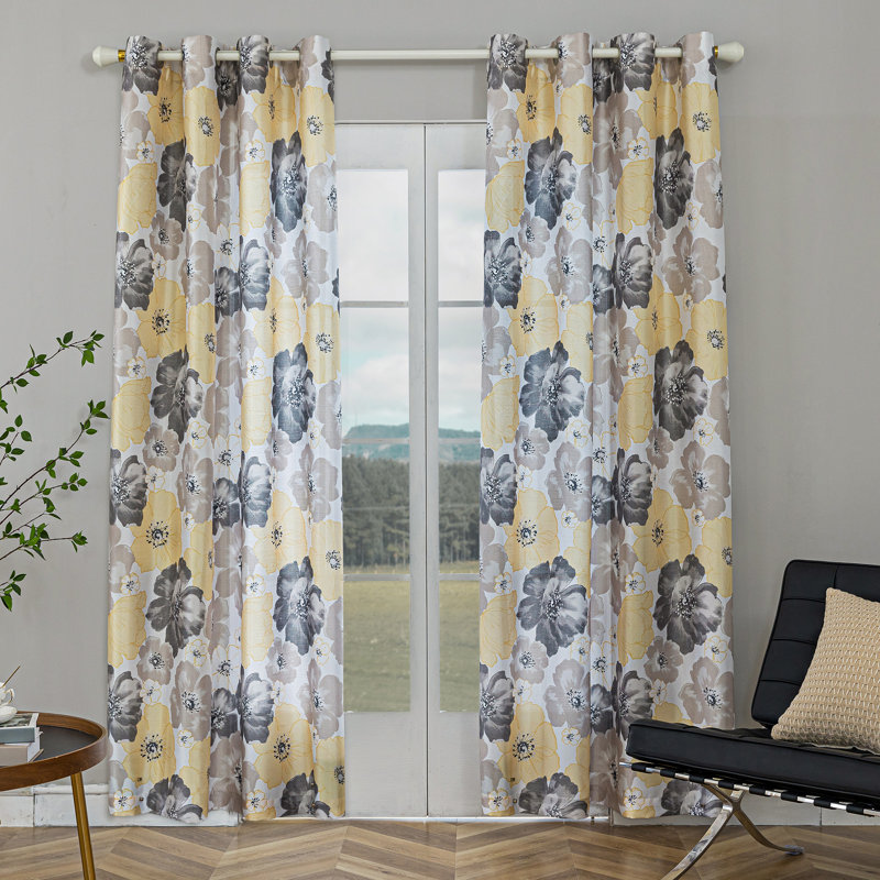 Sheer Curtain Single Panel, Yellow
