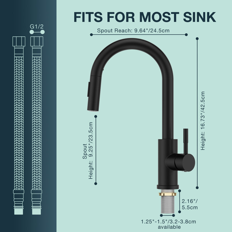 Pull Down Spray Single Lever Kitchen Tap, Black