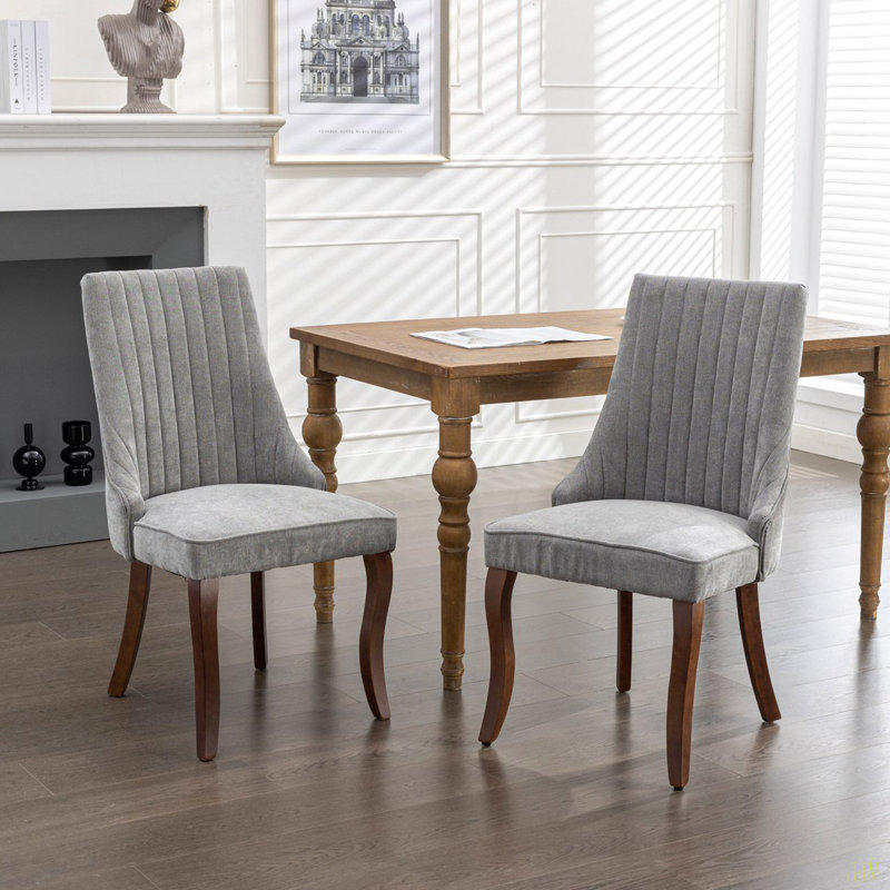 Hiwassee Upholstered Accent Dining Chairs,Living room chair,Bedroom chair with wood legs, Gray