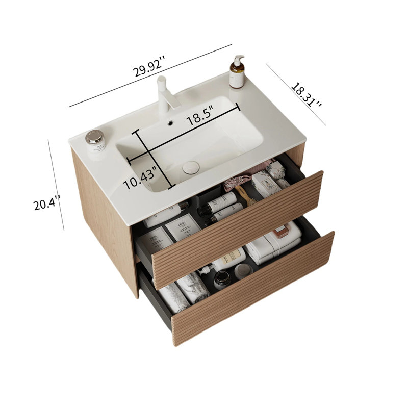 Meuble-lavabo 30 po avec lavabo, Noyer