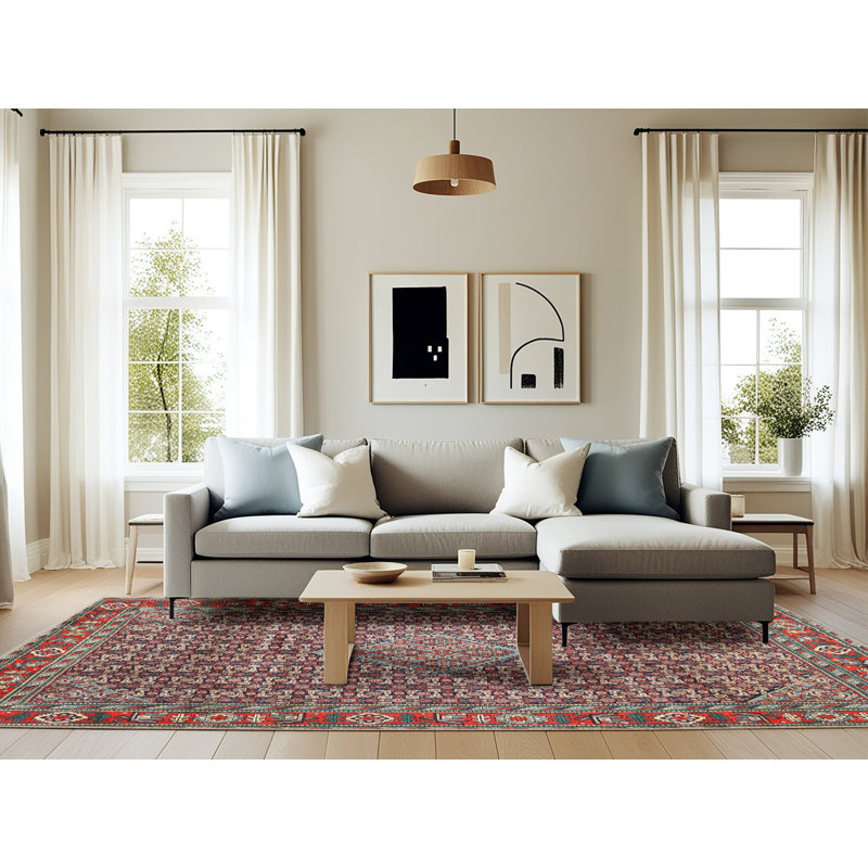 Tapis de style oriental rouge, Rectangle 6 pi x 9 pi