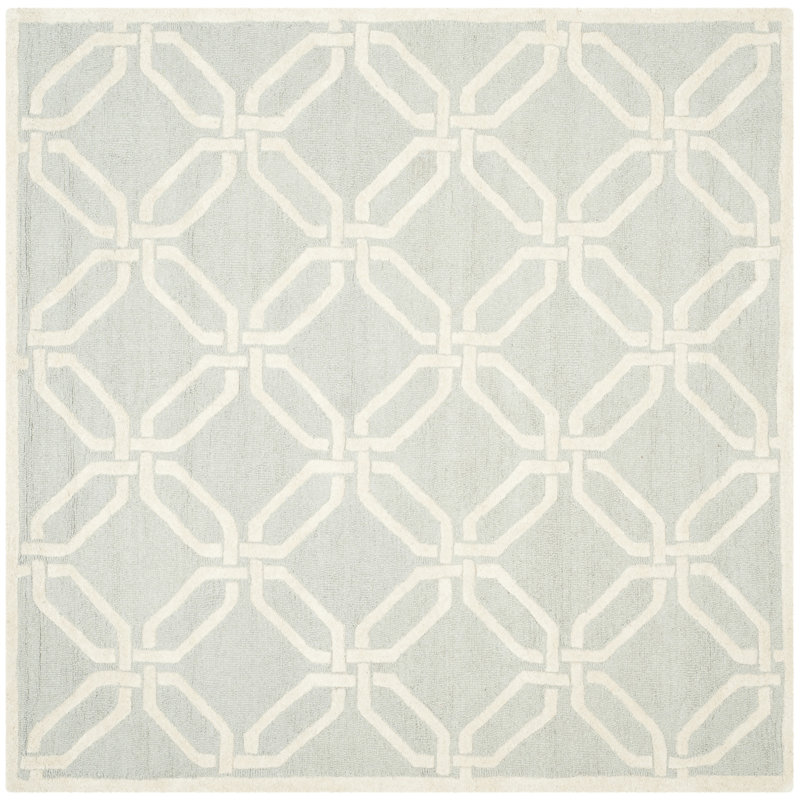 Deedgra Hand Tufted Wool Geometric Rug, Square 6'