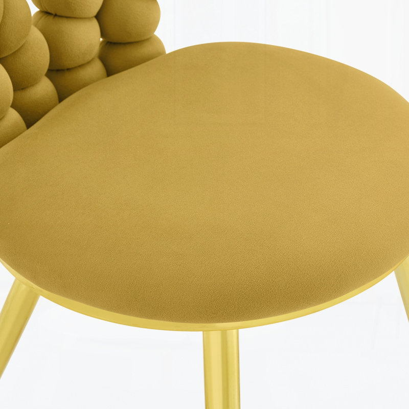 Chaise d'appoint unique en velours capitonné avec siège en métal brillant et siège moderne unique pour la décoration intérieure (ensemble de 2)