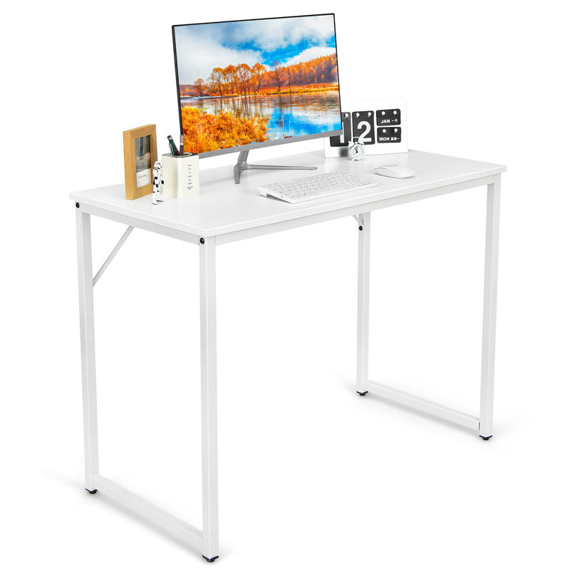 Metal Base Computer Desk, White/Black