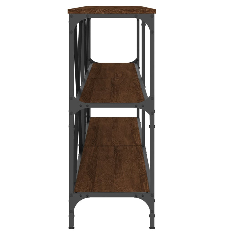 Console Table Engineered Wood And Iron, 29.5" H x 70.9" W x 11.8" D, Brown Oak
