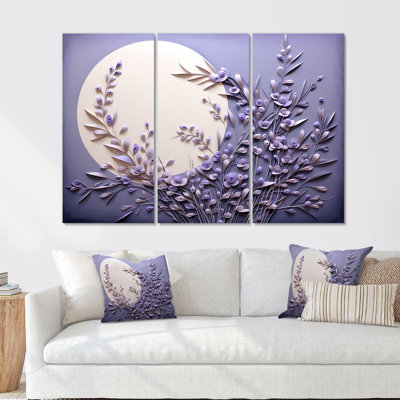 Lavande Luminescence Moon Stilness - Ensemble de décoration murale lune