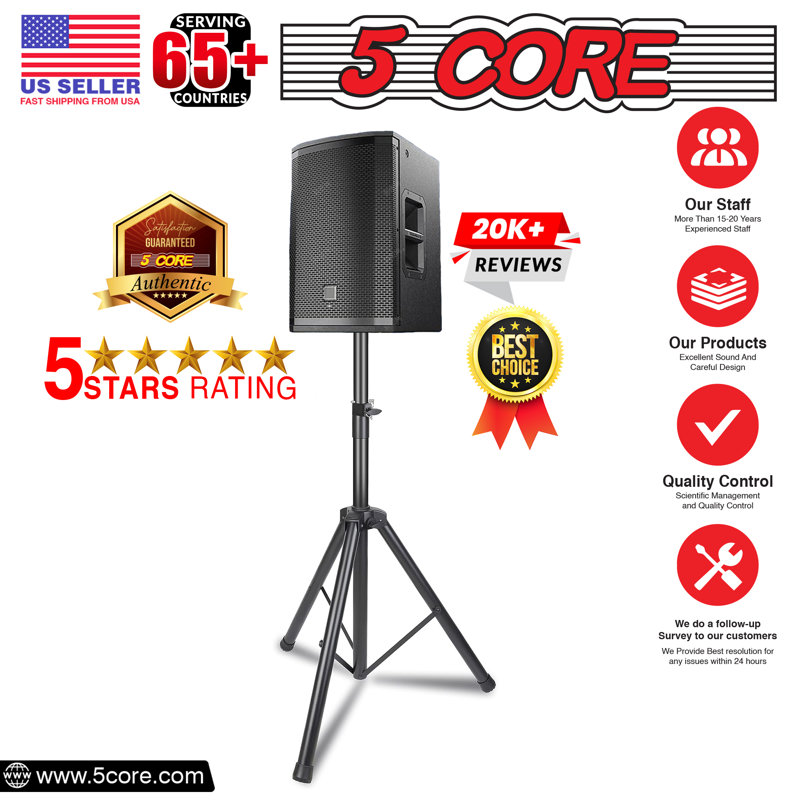 Adjustable Black Heavy Duty Speaker Stands with Carry Bag