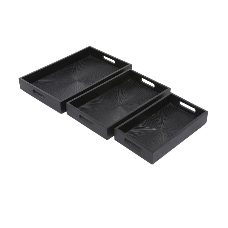 Ensemble de 2 tables basses Mango Wood, Noir, H 3 po x l 13 po x L 18 po