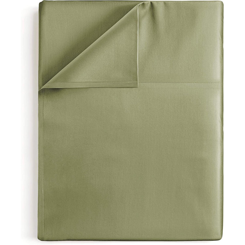 Drap plat doux - Drap de dessus rafraîchissant, respirant et infroissable, Vert sauge, Très grand lit