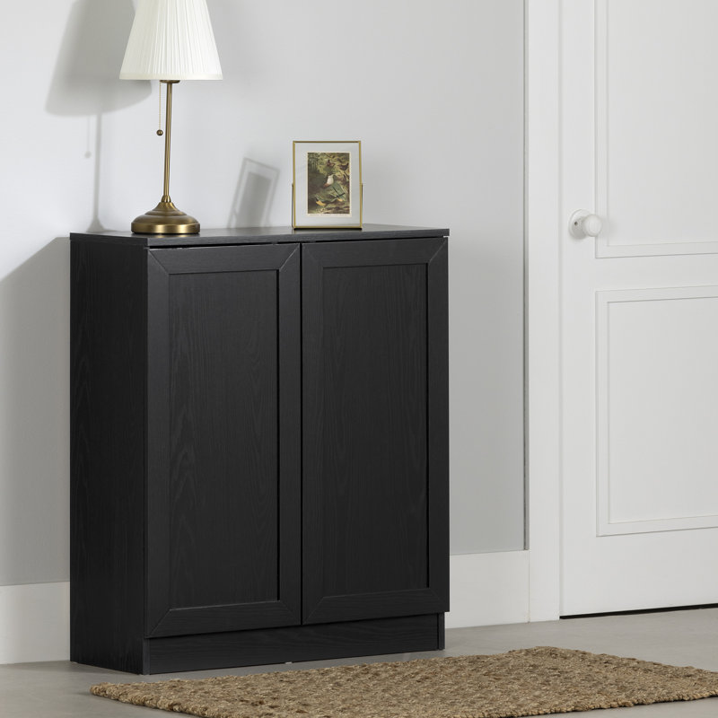Essence 2-Door Storage Cabinet, Black Oak