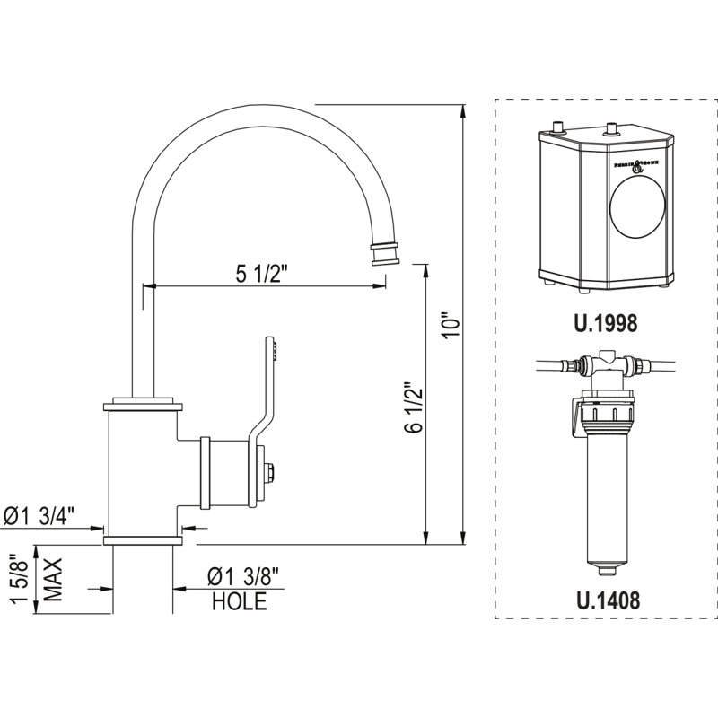 Armstrong Hot Water and Kitchen Filter Faucet Kit, Unlacquered Brass