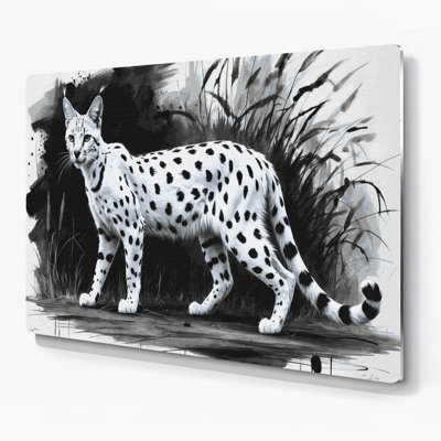 «Big Cats Serval», art mural en métal gris