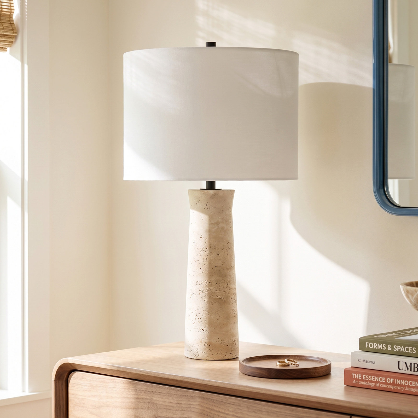 Murano Stone Table Lamp, Ivory