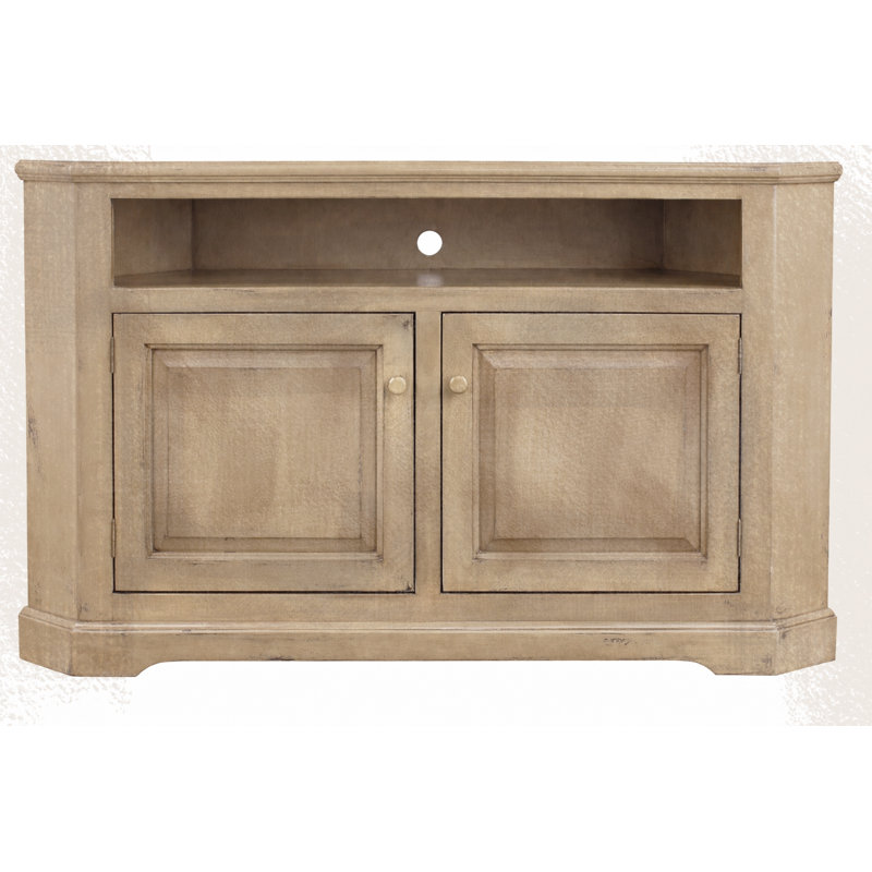 Inouye Unfinished Corner TV Stand for TVs up to 65", European Ivory