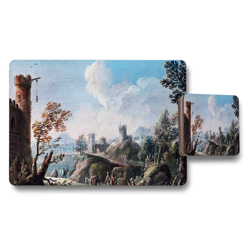 Vintage Landscape With Ruins Placemat And Coaster Set Artwork
