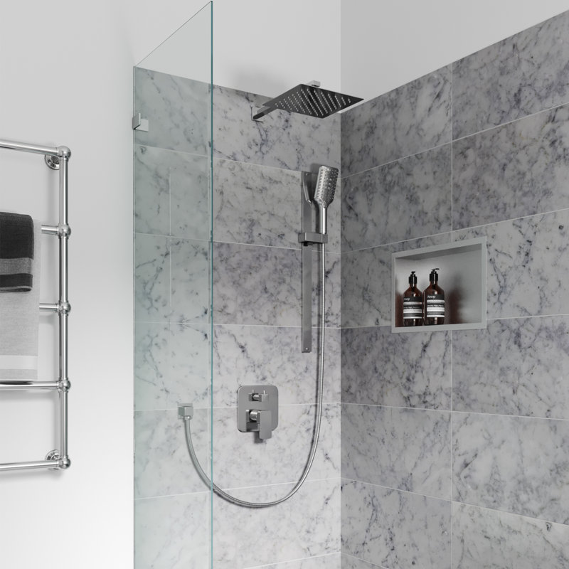 Resort 10-in Rain Showerhead Combo Shower System with Adjustable Handshower Slide Bar and Pressure Balanced Mixing Valve