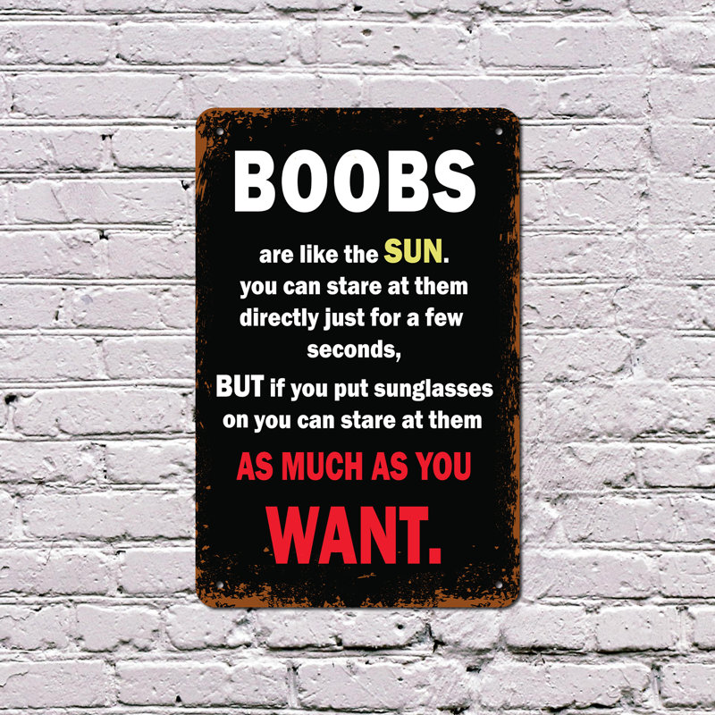 Enseigne en plastique 10 po x 14 po Boobs Are Like the Sun, H 10 po x l 14 po x P 0,1 po