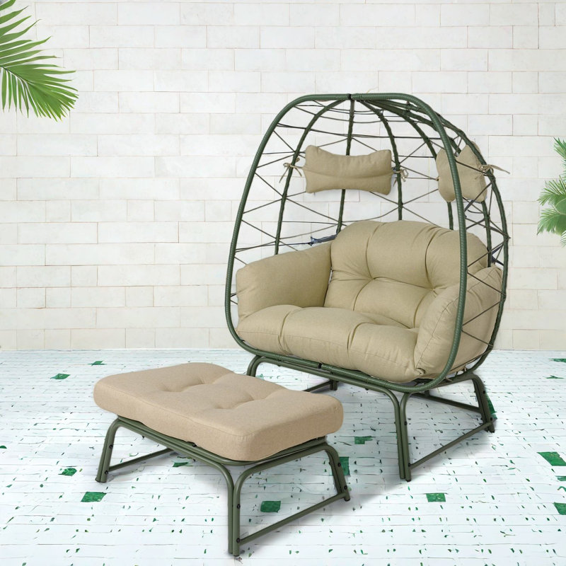 Chaises longues spacieuses pour le patio, boho moderne en rotin d'acier pour la maison de patio