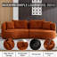 Canapé modulaire orange avec coussins amovibles, structure en tissu et en bois massif - Silhouette arrondie de style moderne, salon à 4 jets à assemblage facile, rembourrage en éponge haute densité, conception fendue pour divers