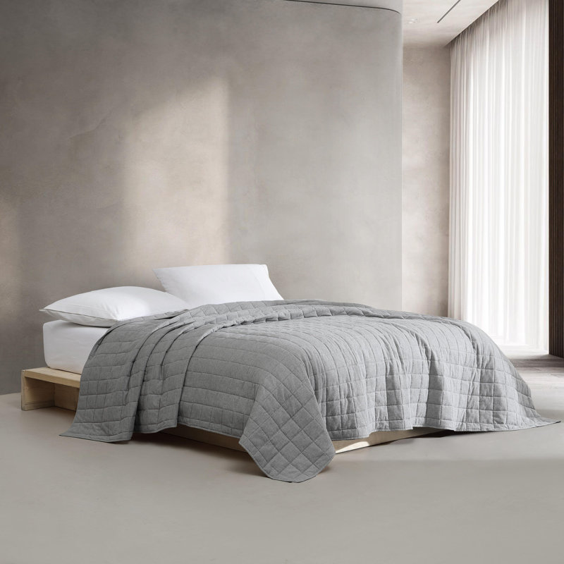 Courtepointe Calvin Klein, Courtepointe de grande taille, Gris argenté