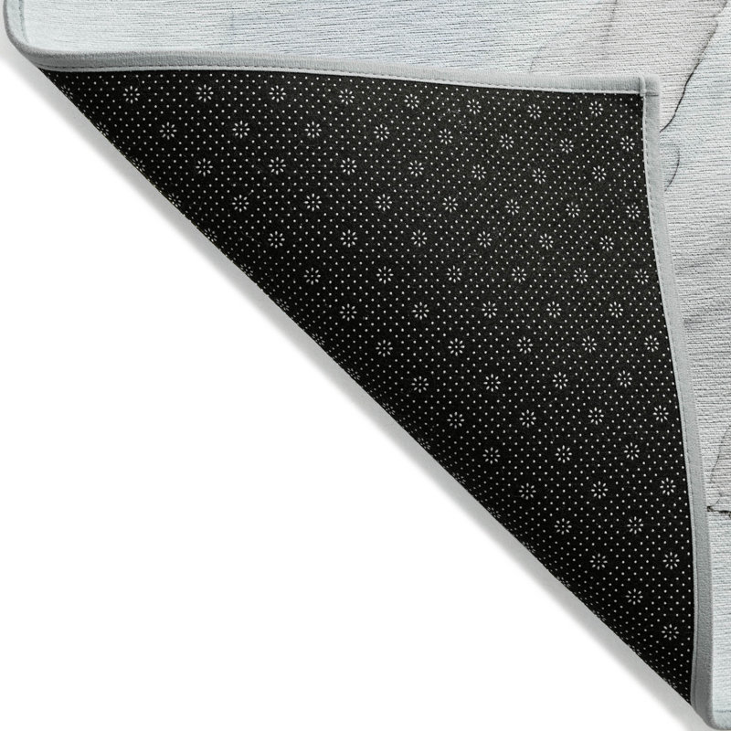 Tapis extérieur lavable antidérapant 2 pi x 3 pi bleu ivoire et gris