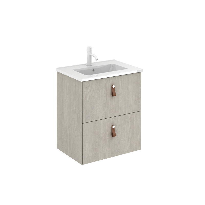 20'' Single Bathroom Vanity with Ceramic Top, White Oak
