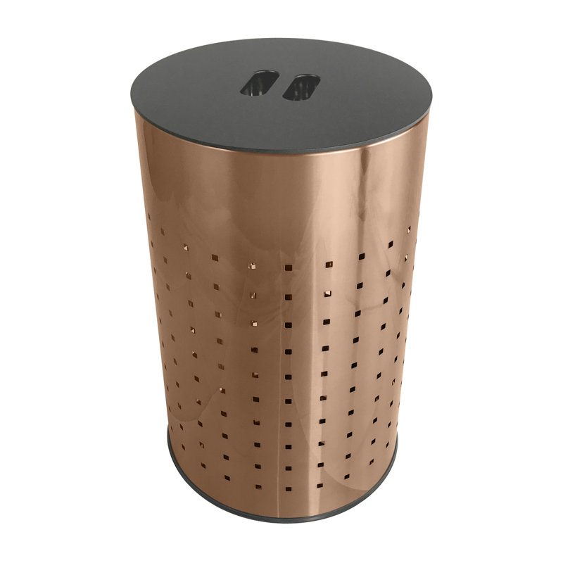 Metal Laundry Hamper, Brushed Copper