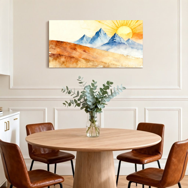 Paysage et nature, lever de soleil sur les sommets des montagnes, paysage, H 16 po x l 32 po