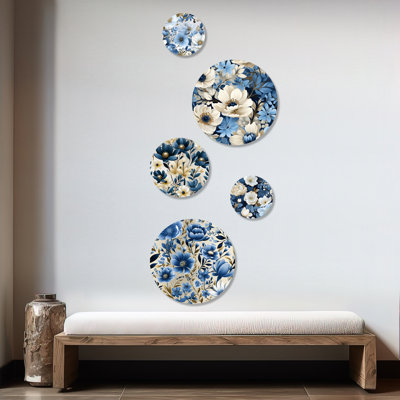 Doynton - Floral Floral Round Wall Art Set Of 5
