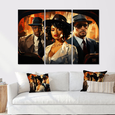 Magnifique chanteur de plomb, trio de jazz avec chapeaux - ensemble d'art mural musicien