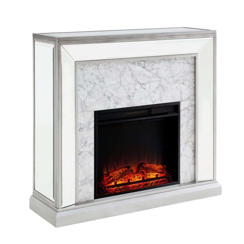 Trandling Mirrored Faux Marble Fireplace
