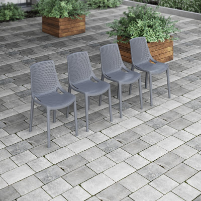 Rafael All-Weather Outdoor Stacking Dining Side Chair (Set of 4)
