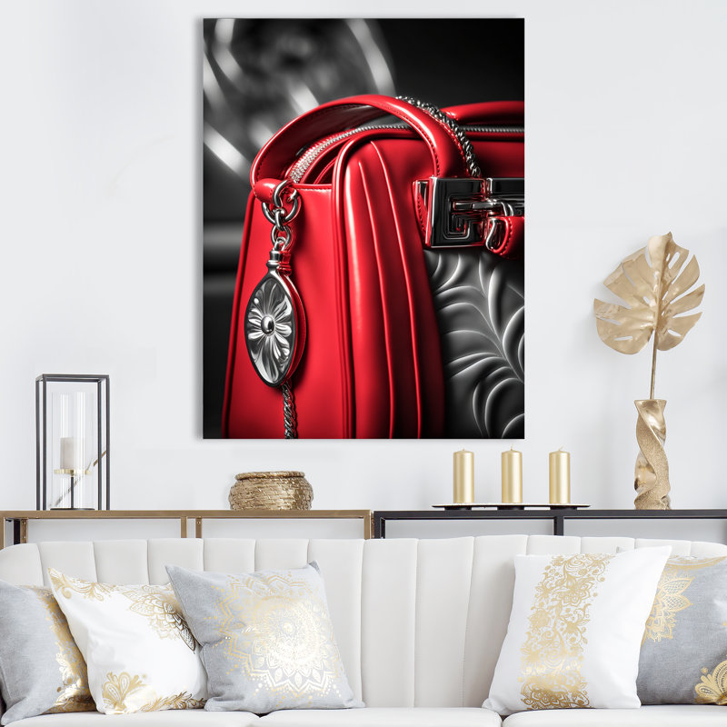Sac à main glamour en rouge et noir Neyzer, L 12 po x H 20 po, Toile tendue