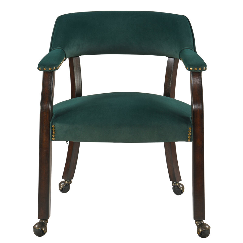Chaise de salle à manger rembourrée en tissu de style moderne Mid-Century Wexford, Vert, 1