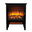 Poêle électrique 18 pouces, noir, effet de flamme 3D, double, chaleur 1400W / 700W, 5000, 50000 heures de fonctionnement, conception à trois côtés, boutons simples, poignée de porte dorée, sortie d'air inférieure, pied amovible