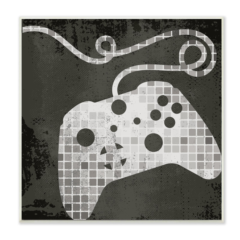 " Video Game Controller Outline Geometric Square Pattern ", Wall Plaque, 12" H x 12" W x 0.5" D