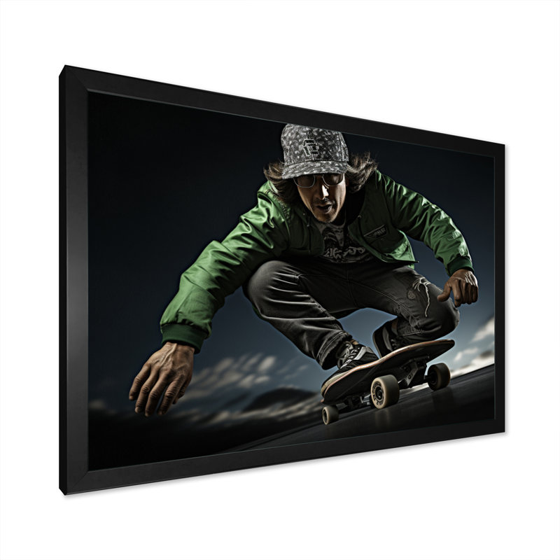 Skateboard Chronicles II - Imprimé, H 24 po x l 32 po x P 1 po, Cadre photo noir