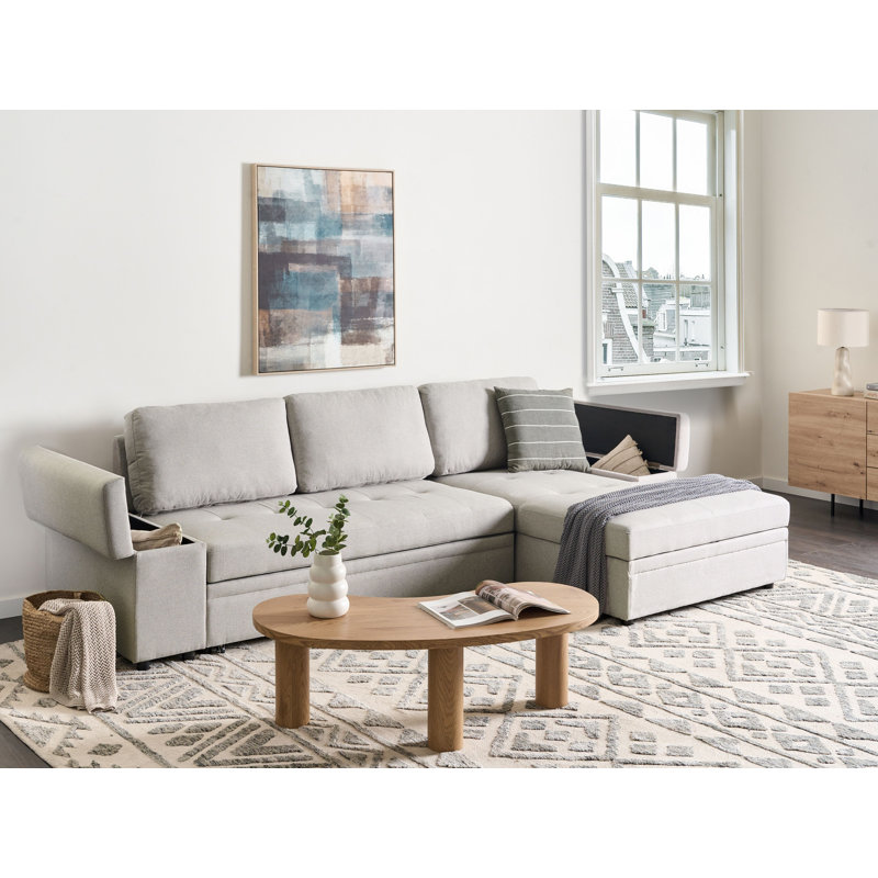 HRISEY 3 Seater Sofa Bed, Light Gray