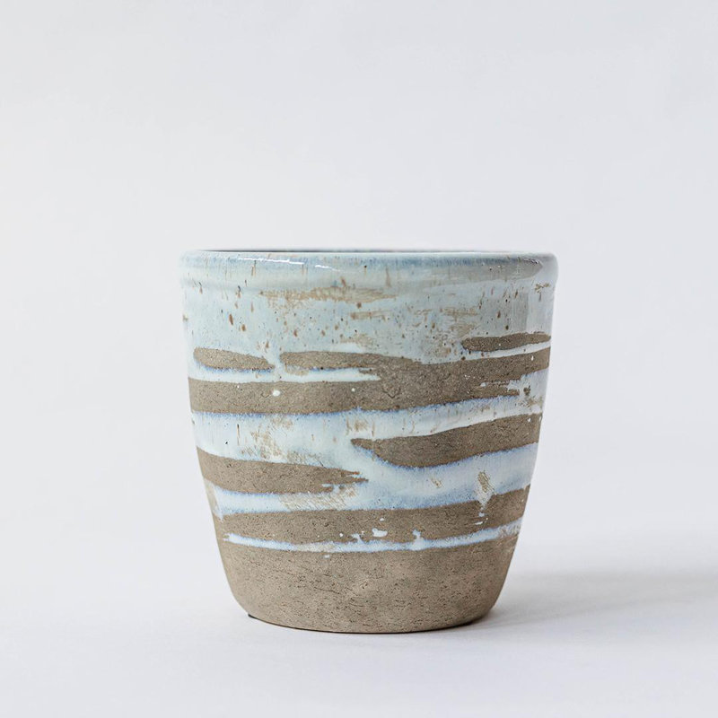 Brown And Blue Gray Striped Planter