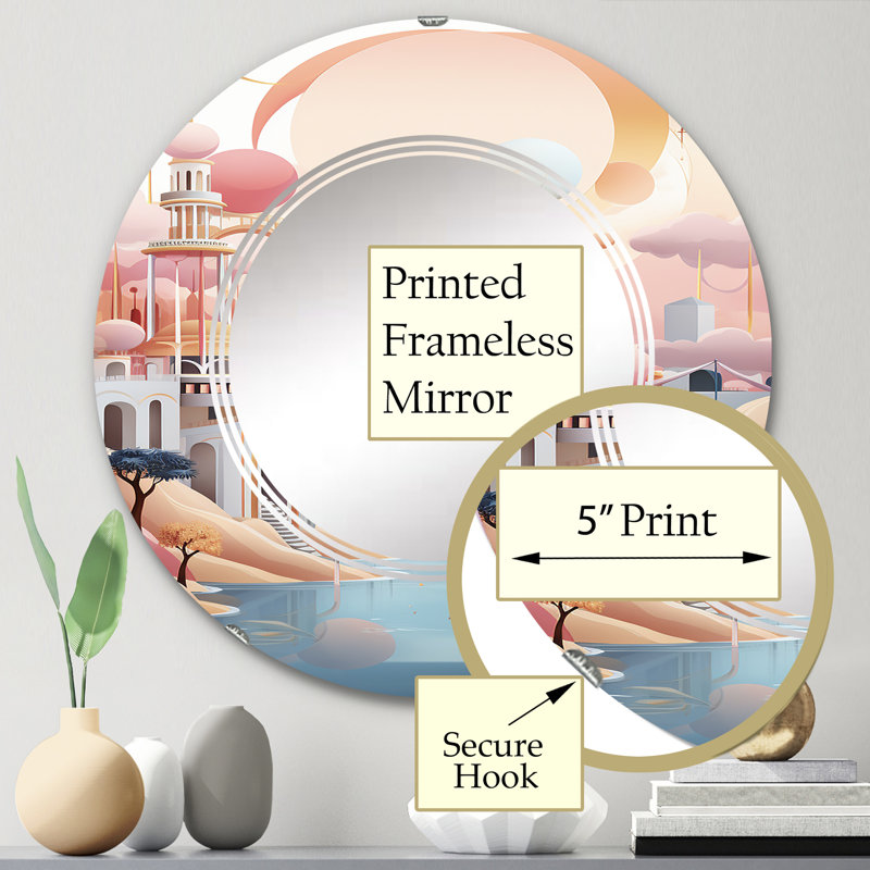 Pendry - Miroir mural rond moderne, 24 po x 24 po
