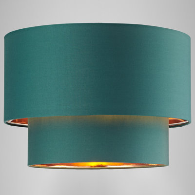 Modern Cotton Fabric Double Tier Ceiling Shade with Shiny Inner