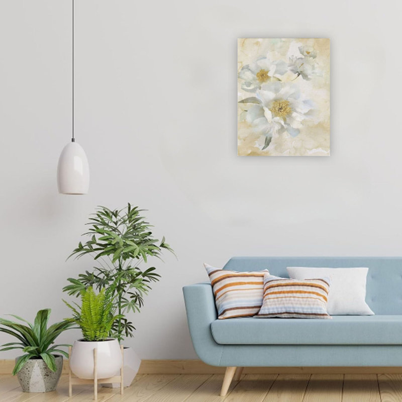 Pivoines douces beiges, art mural 24 x 18 po